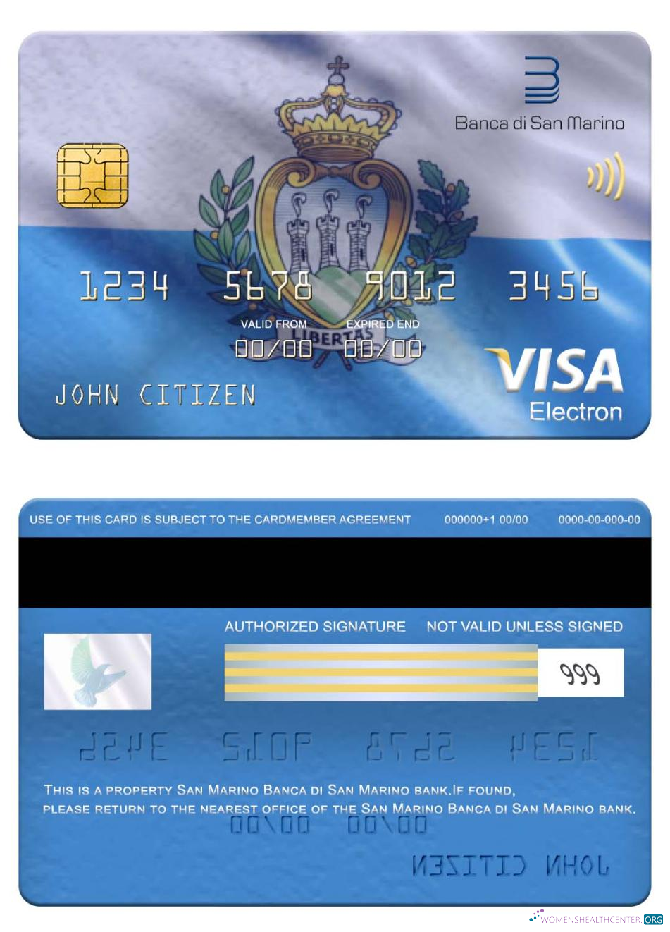 Download San Marino Banca di San Marino bank visa electron card Photoshop template